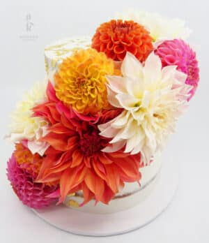 Tori & Jon Dahlias BB BE 6.3.25 - Two-Tier White Chocolate & Caramel Mud Cake