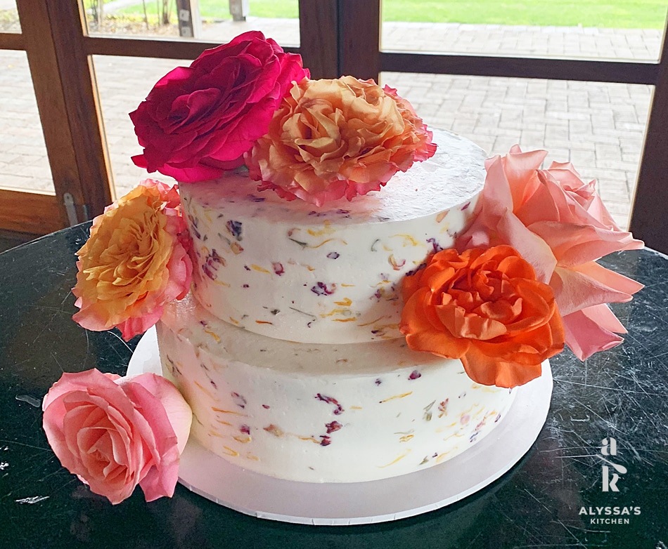 Laura Kingham TS BE w edible flowers 7.11.24 - Red Velvet Petal-Infused Cake