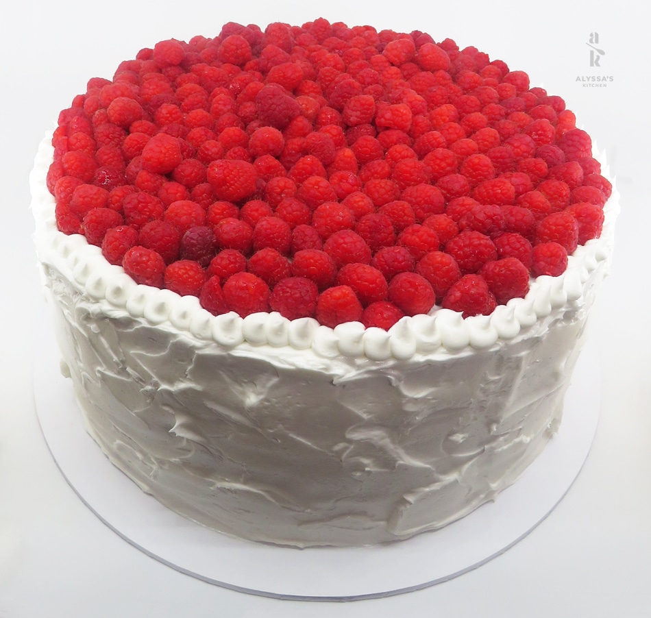 Raspberry-Topped White Chocolate Mud Cake
